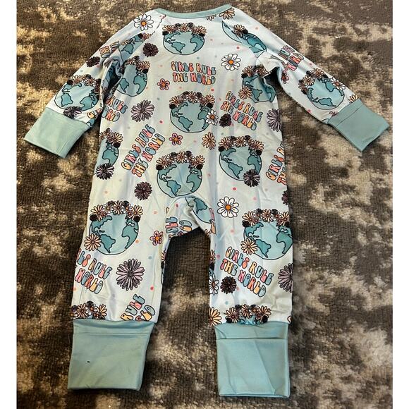 One Piece Cotton Sleeper "Girls Rule the World" Shein 6-9 Months (NWT) - Picture 3 of 3